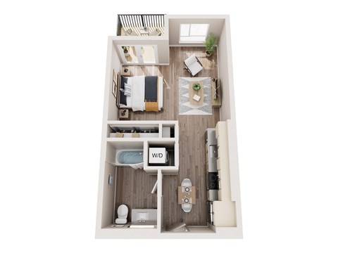 Floor plan for studio, 1 bath, 533 sqft